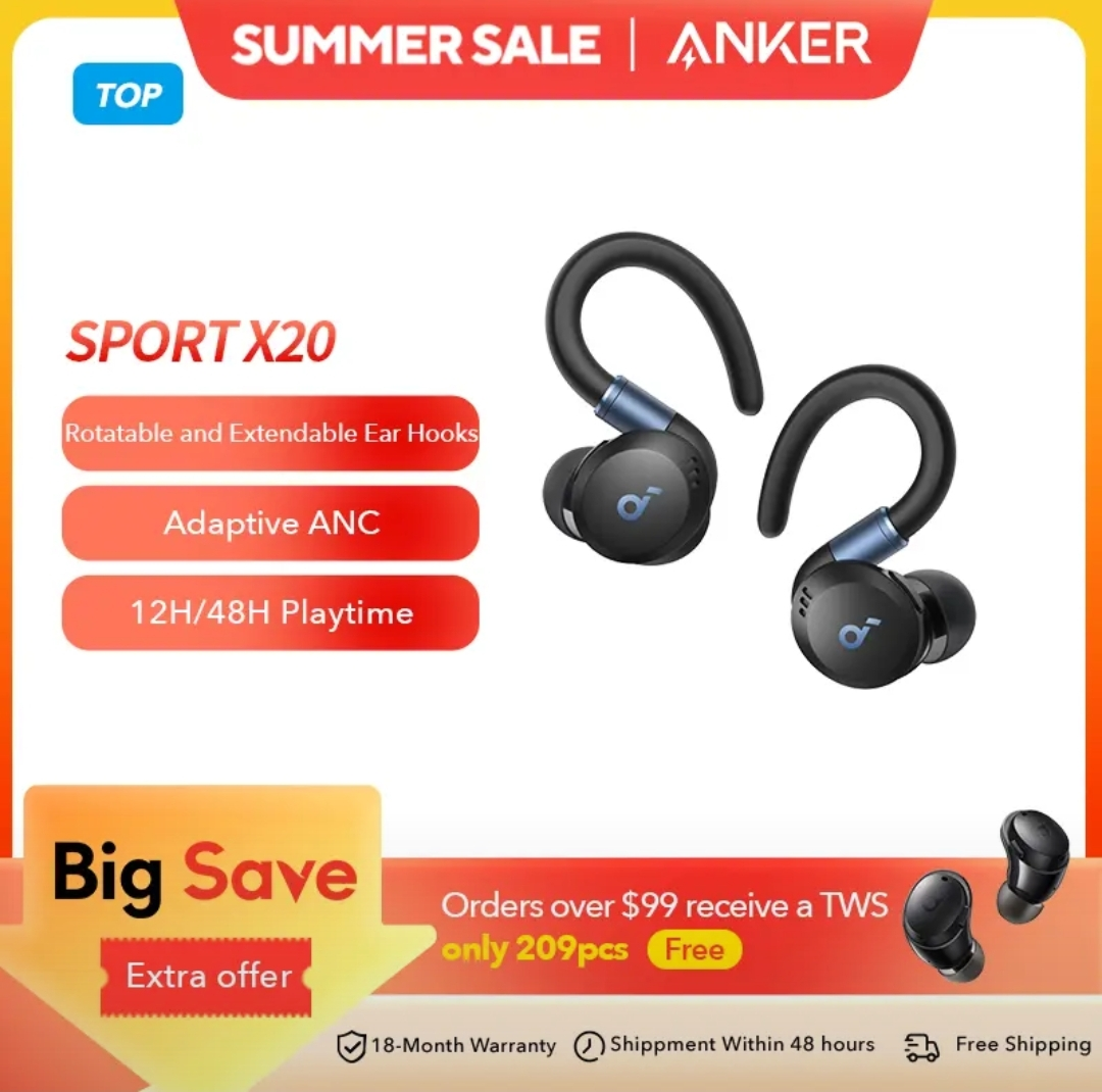 Спортивные беспроводные наушники TWS Anker soundcore Sport X20